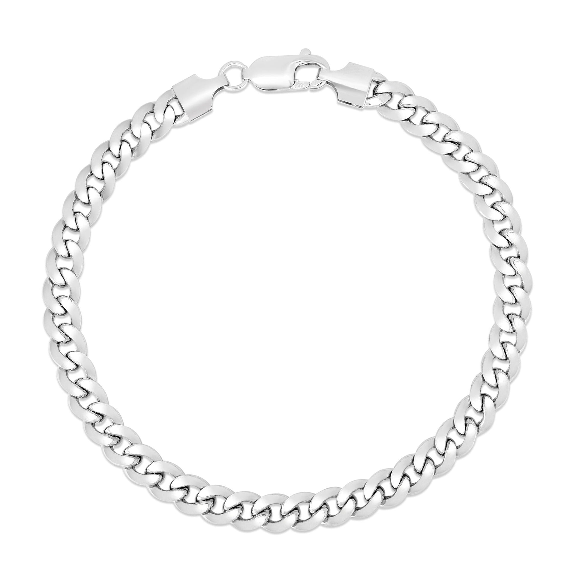 Semi-Solid Miami Cuban Bracelet in 14K White Gold, 5.5MM, 8.5”