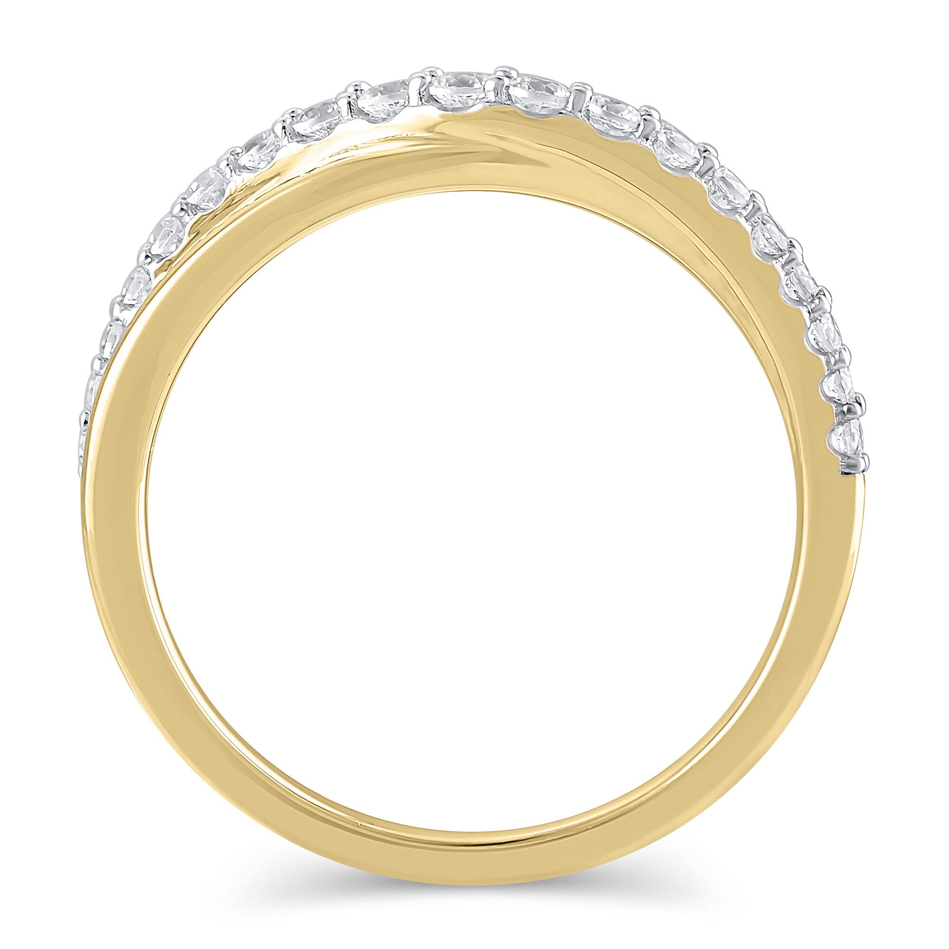 Diamond Crossover Contour Band in 14K Yellow Gold (1/3 ct. tw.)