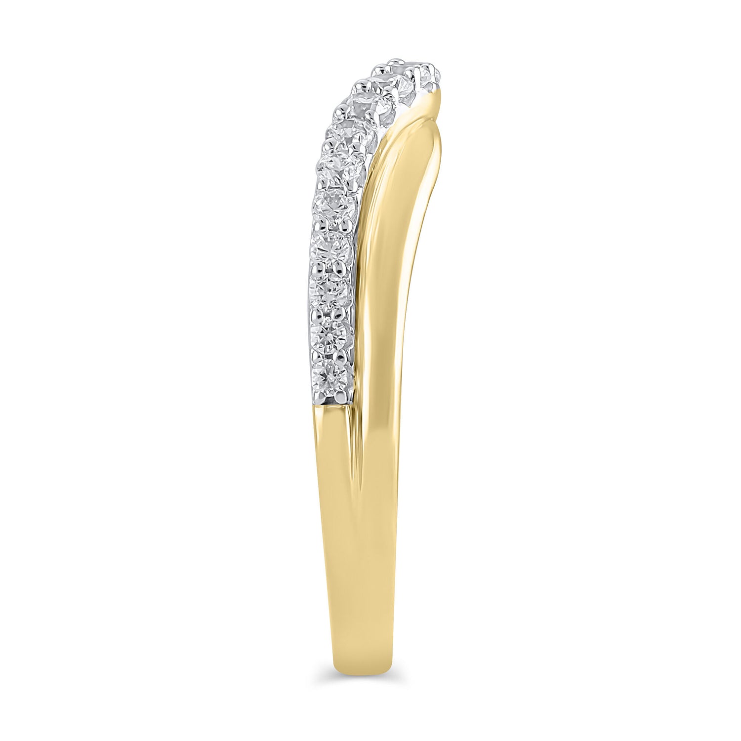 Diamond Crossover Contour Band in 14K Yellow Gold (1/3 ct. tw.)