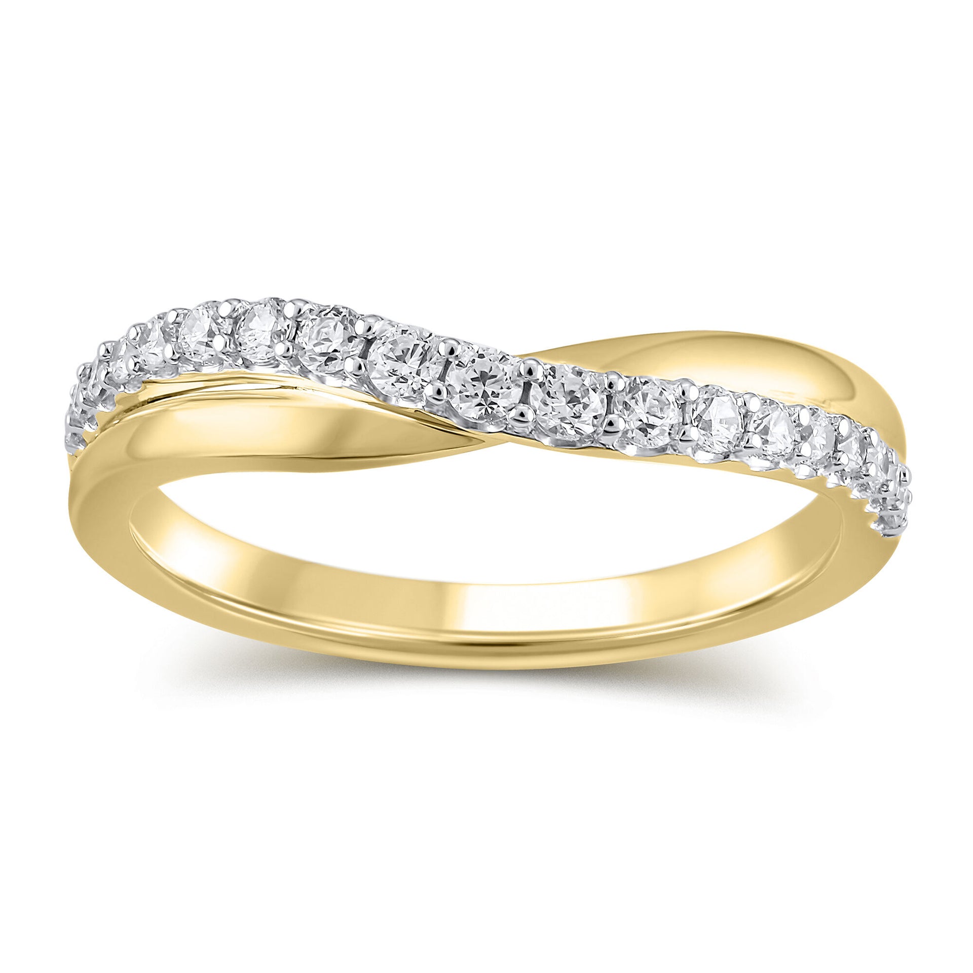 Diamond Crossover Contour Band in 14K Yellow Gold (1/3 ct. tw.)