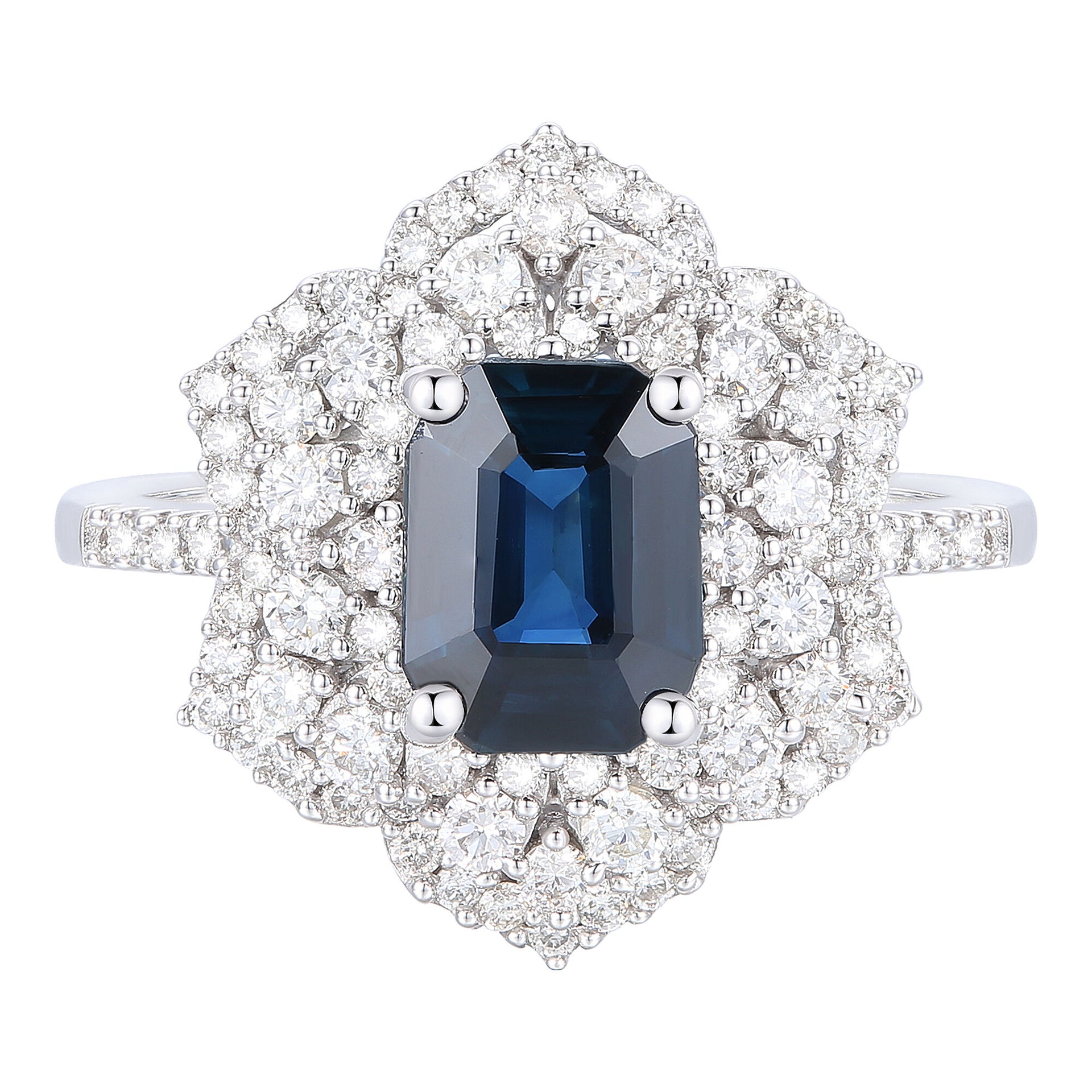 Blue Sapphire & Diamond Ring in 14K White Gold (3/4 ct. tw.)