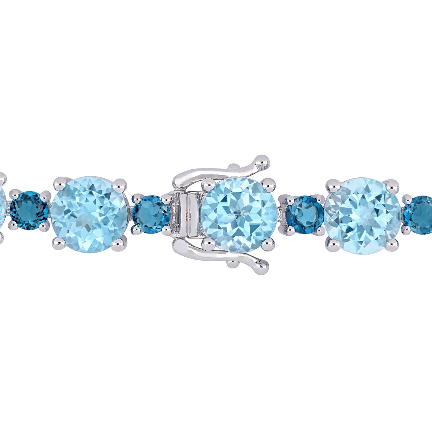 Sky-Blue Topaz & London Blue Topaz Tennis Bracelet in Sterling Silver