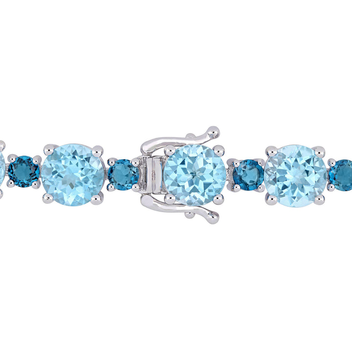 Sky-Blue Topaz & London Blue Topaz Tennis Bracelet in Sterling Silver