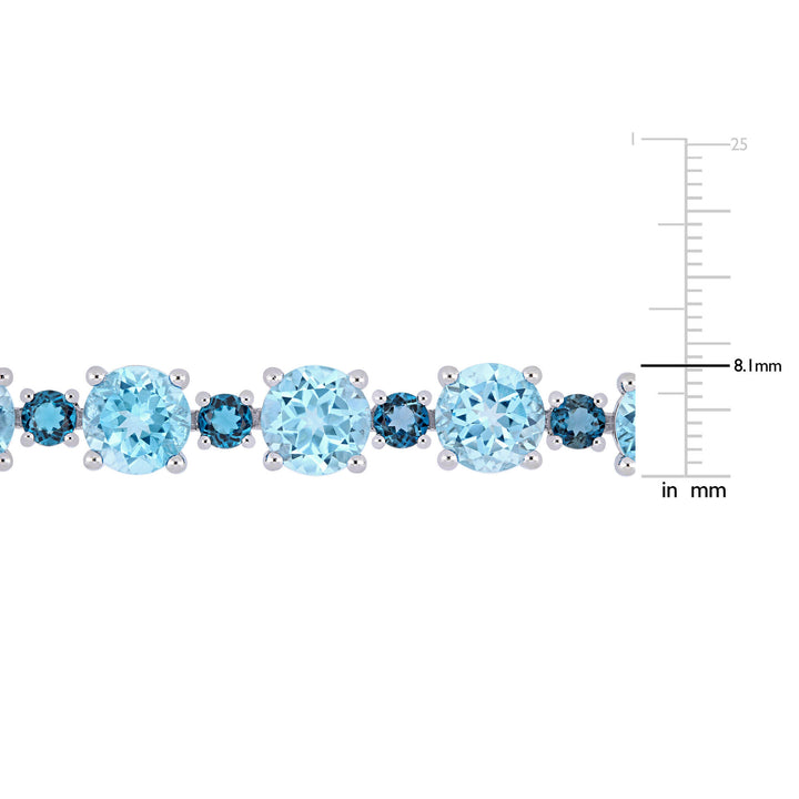 Sky-Blue Topaz & London Blue Topaz Tennis Bracelet in Sterling Silver
