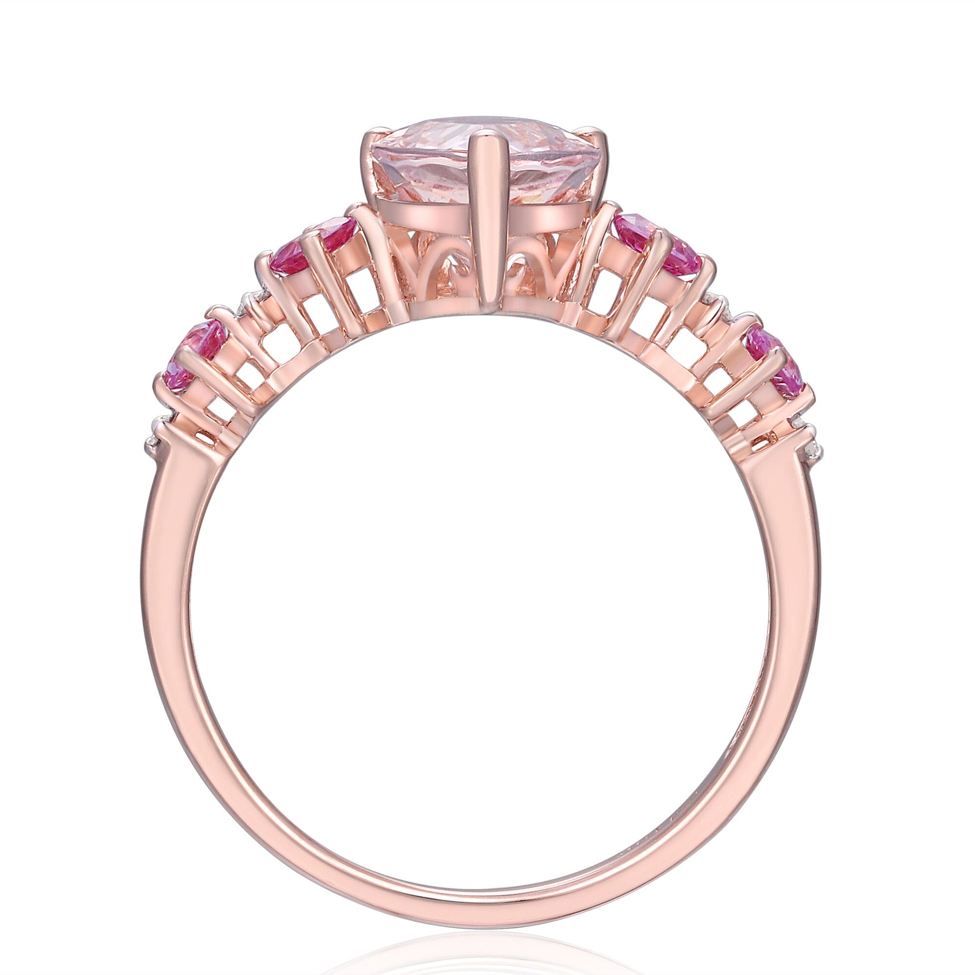 Morganite, Pink Sapphire & Diamond Accent Ring in 10K Rose Gold