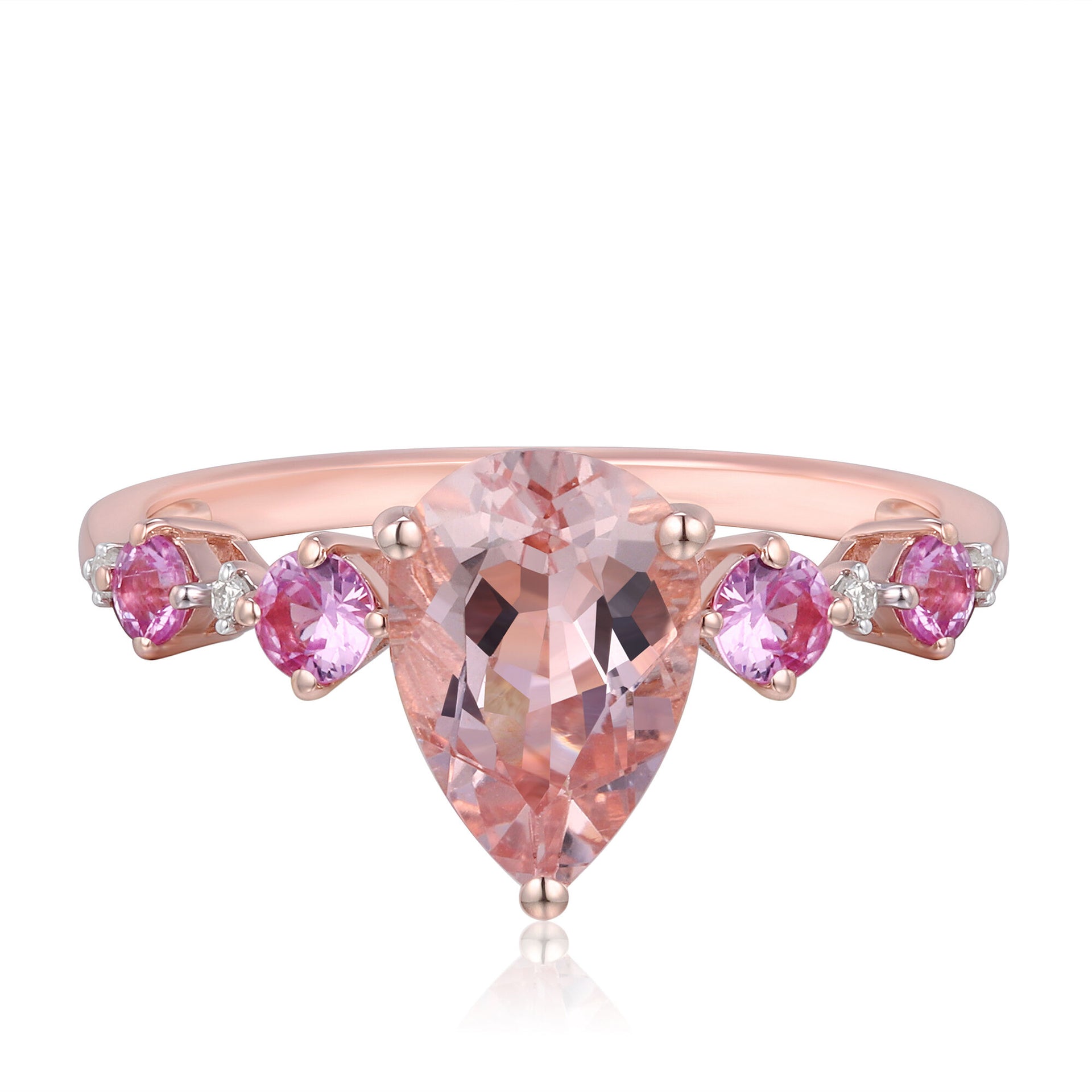 Morganite, Pink Sapphire & Diamond Accent Ring in 10K Rose Gold