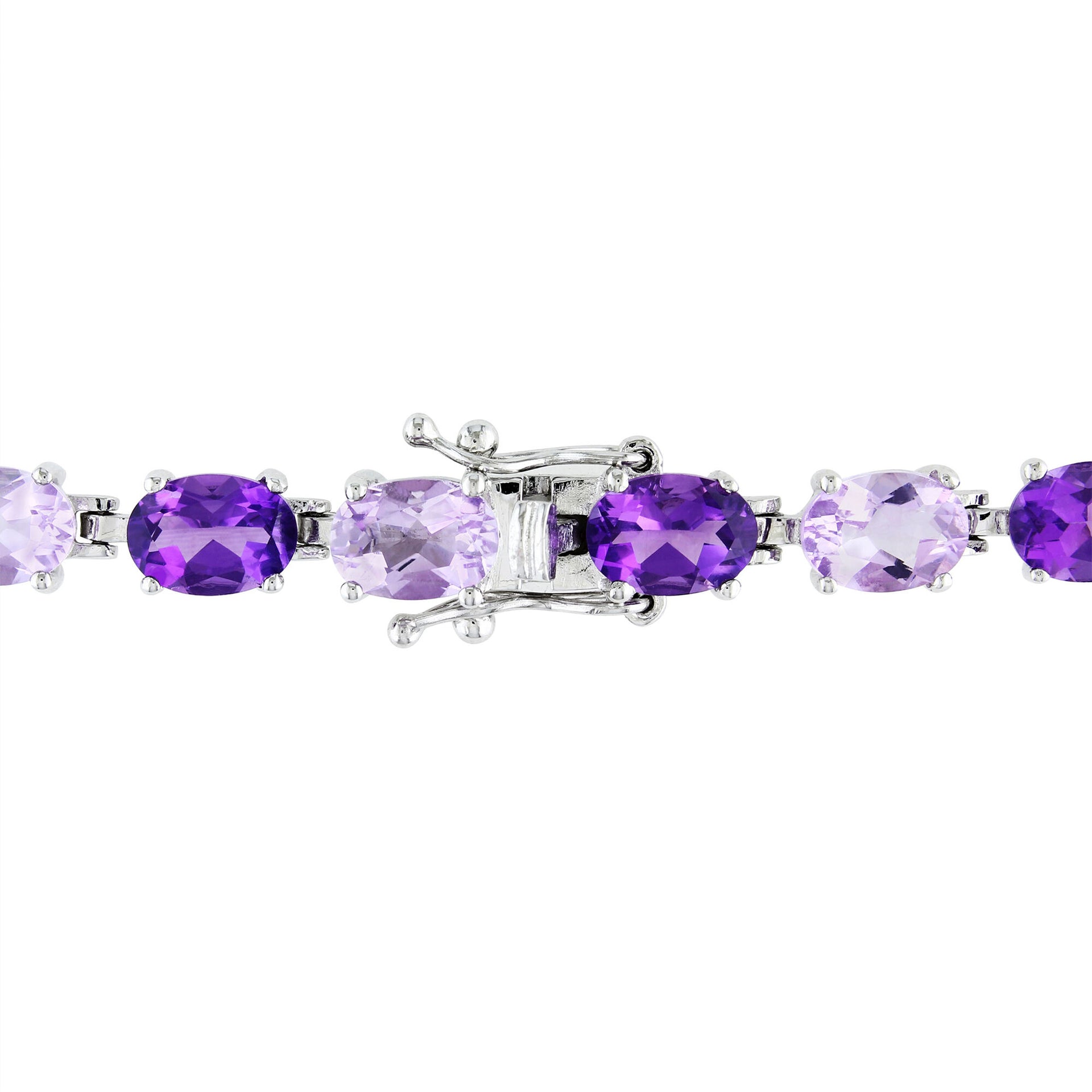 Purple Amethyst & Pink Amethyst Bracelet in Sterling Silver