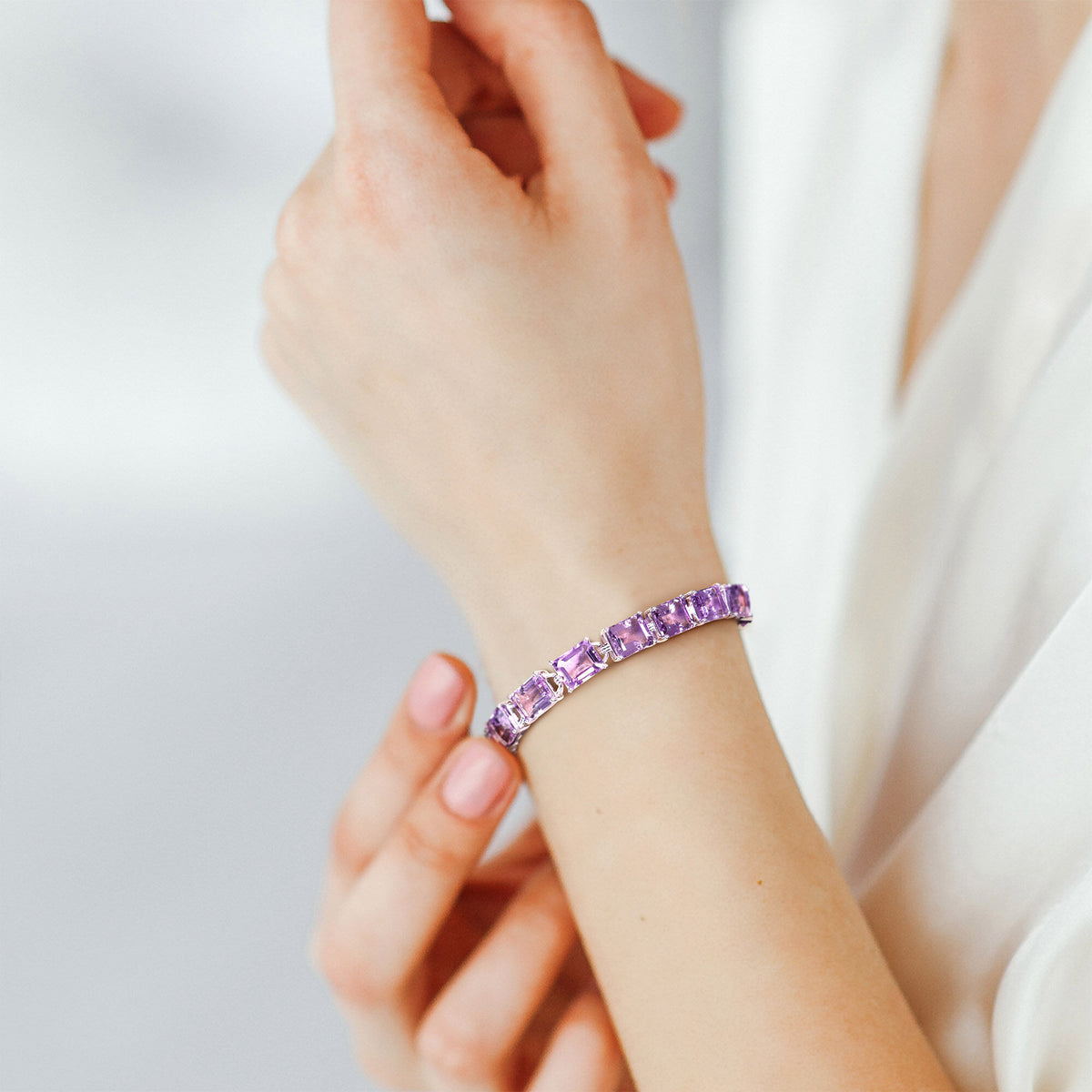 Amethyst Tennis Bracelet in Sterling Silver