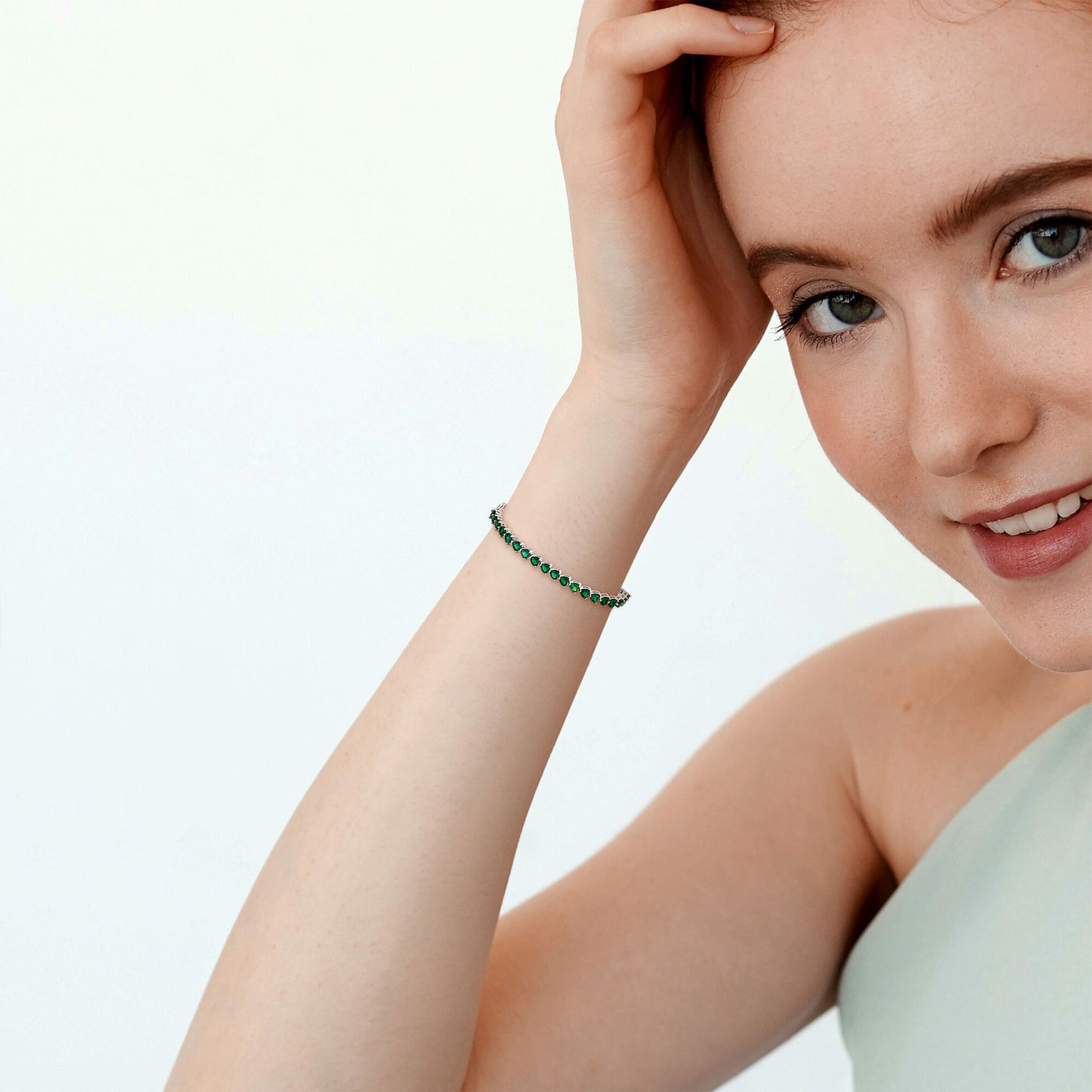 Lab-Created Emerald Tennis Bracelet in Sterling Silver