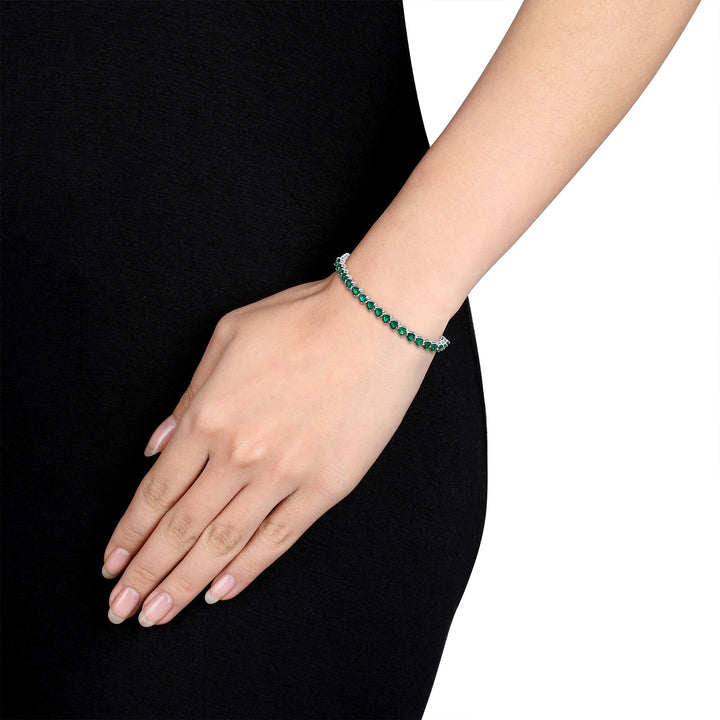 Lab-Created Emerald Tennis Bracelet in Sterling Silver