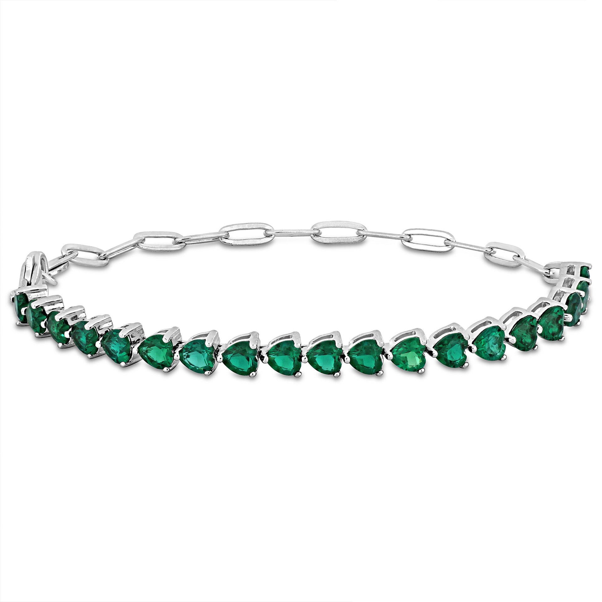 Lab-Created Emerald Tennis Bracelet in Sterling Silver