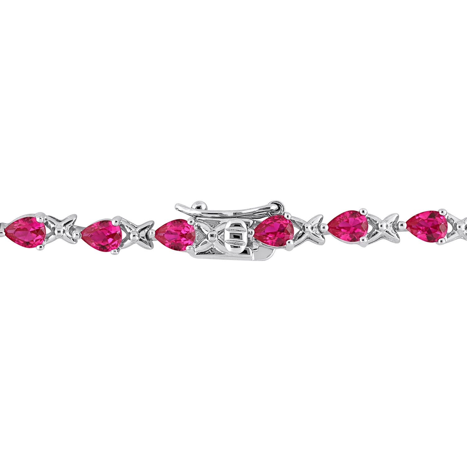 Lab-Created Ruby Link Bracelet in Sterling Silver, 7”