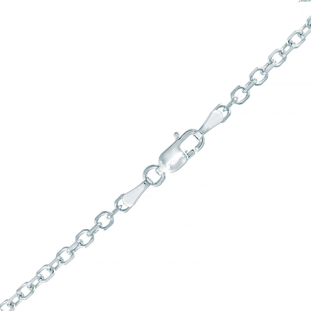Solid Diamond Cut Cable Chain in 14K White Gold, 2.6MM, 22”