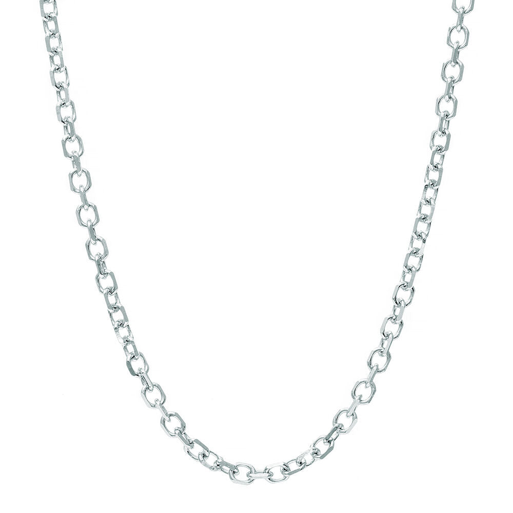 Solid Diamond Cut Cable Chain in 14K White Gold, 2.6MM, 22”
