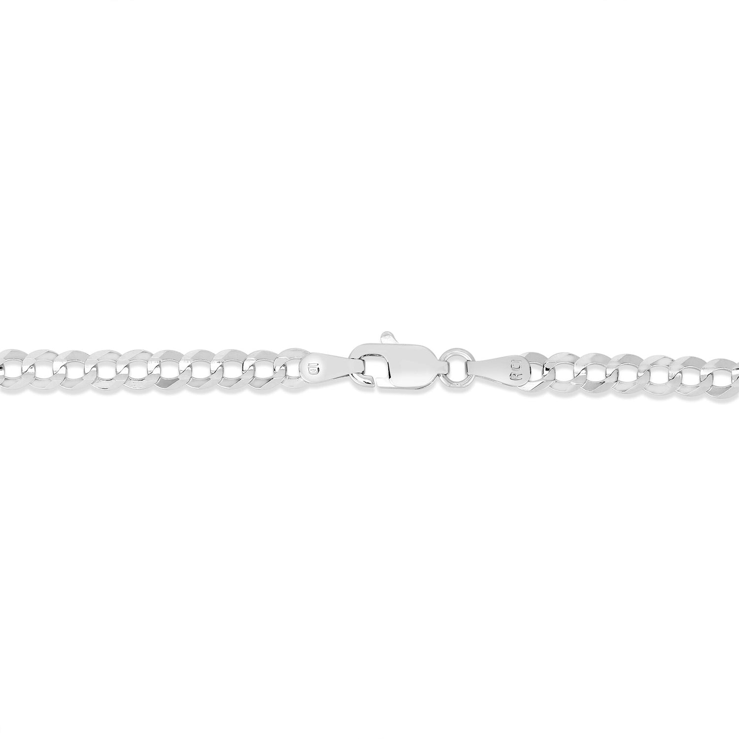 Solid Curb Chain in 14K White Gold, 3.6MM, 24”