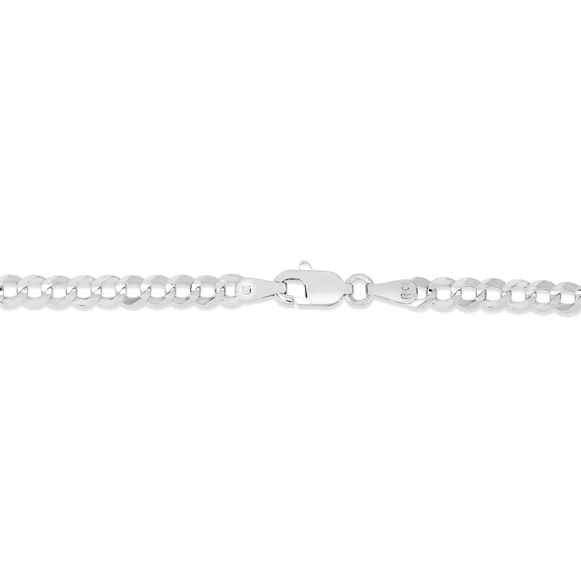 Solid Curb Chain in 14K White Gold, 3.6MM, 24”