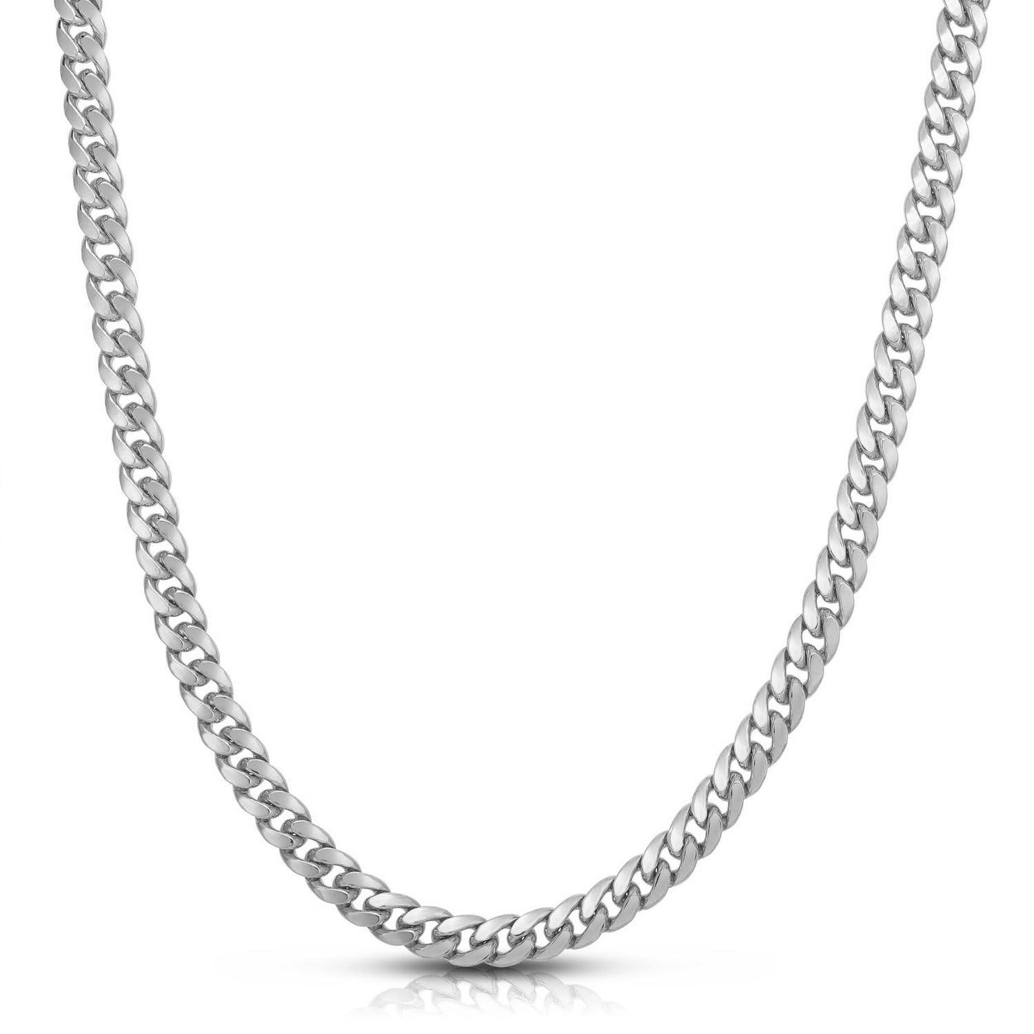 Solid Miami Cuban Chain in 14K White Chain, 5MM, 22”