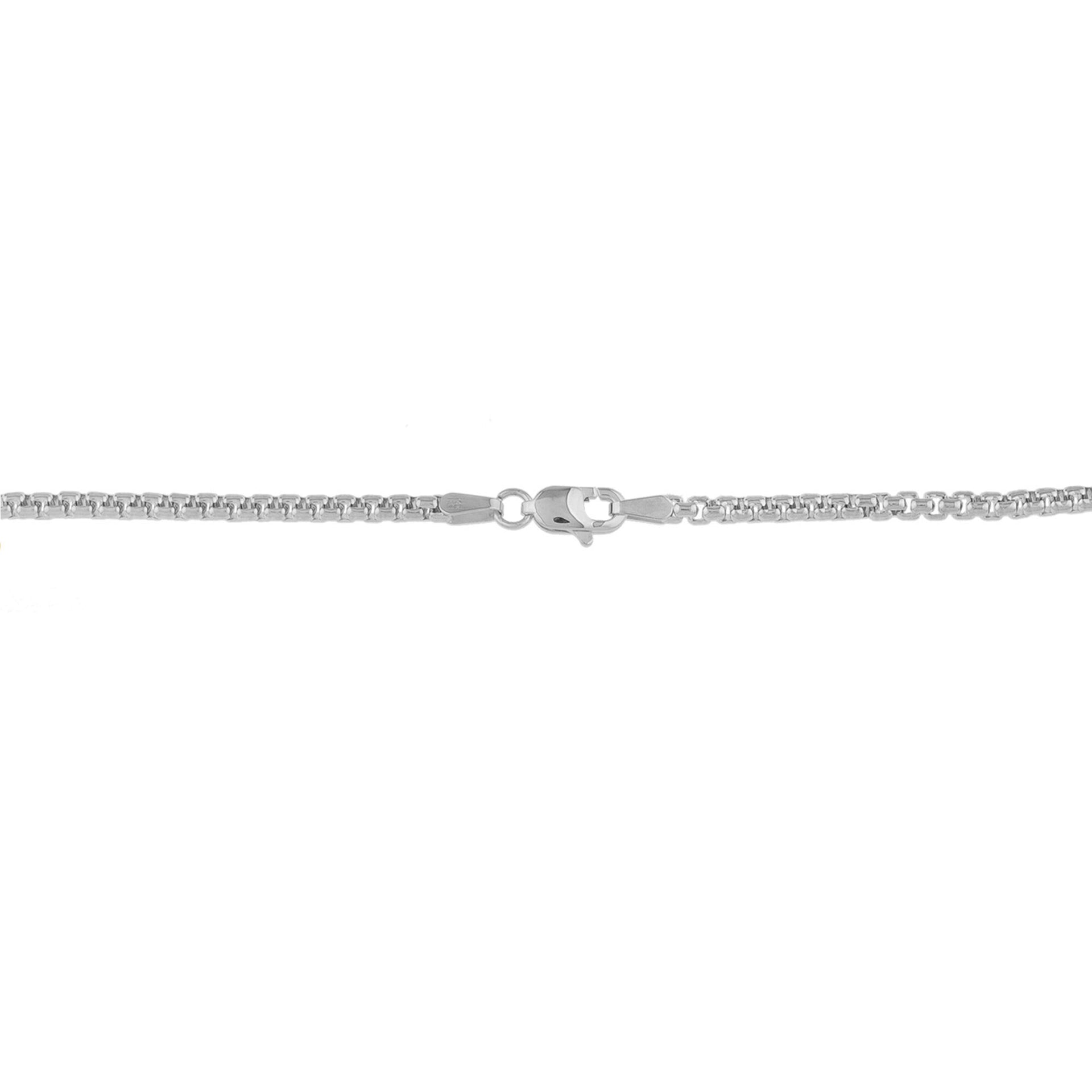 Solid Round Box Chain in 14K White Gold, 2.5MM, 20”