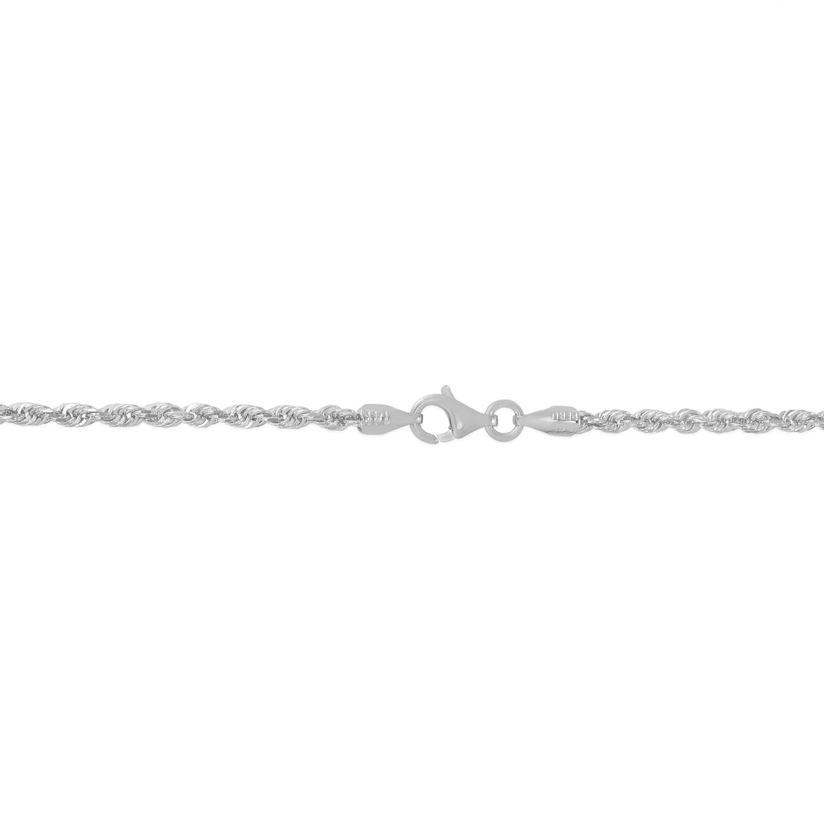 Solid Diamond-Cut Rope Chain in 14K White Gold, 2.5MM, 22”