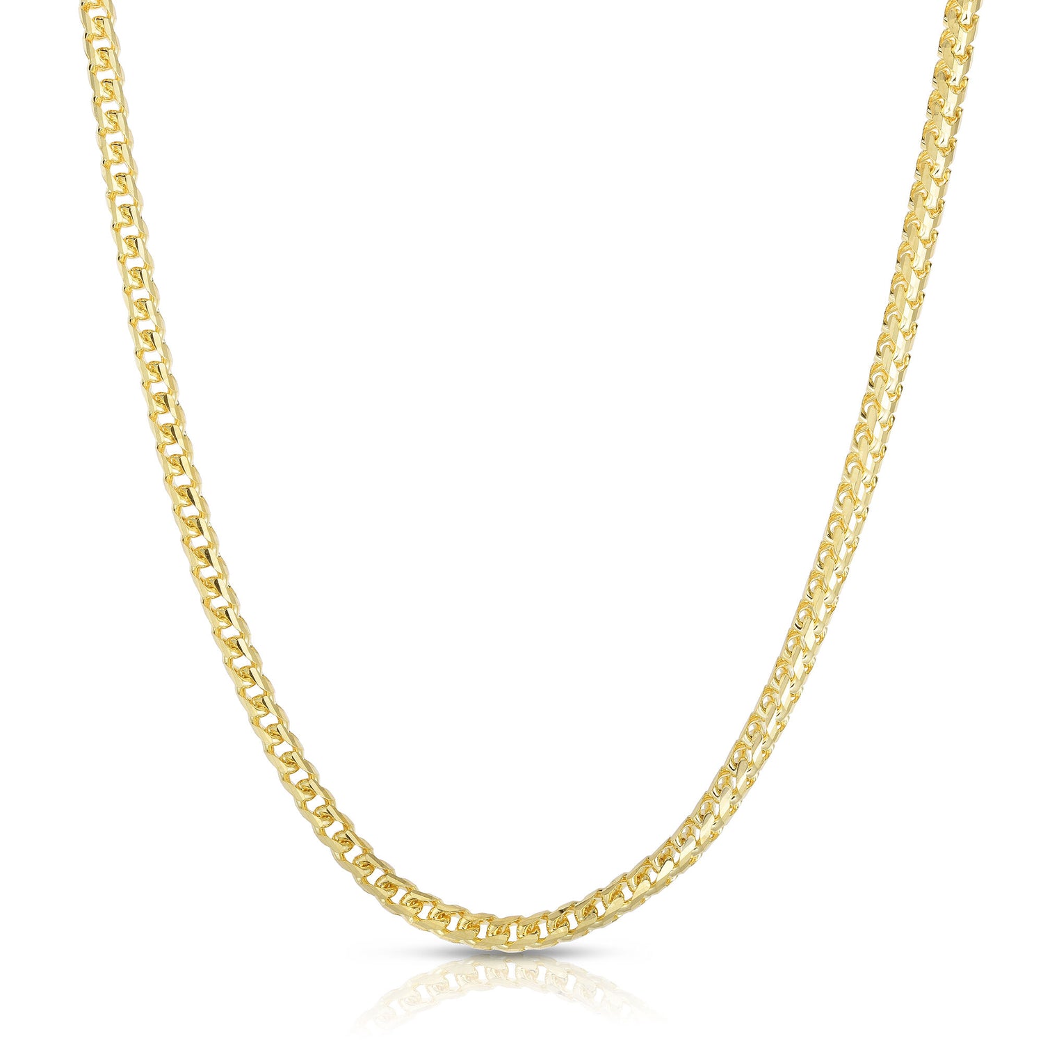 Solid Round Franco Link Chain in 14K Yellow Gold, 4MM, 24”
