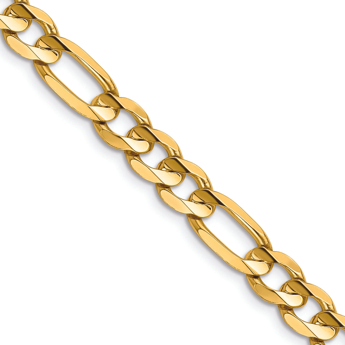 Solid Concave Figaro Open Link Chain in 14K Yellow Gold, 6.75MM, 22”