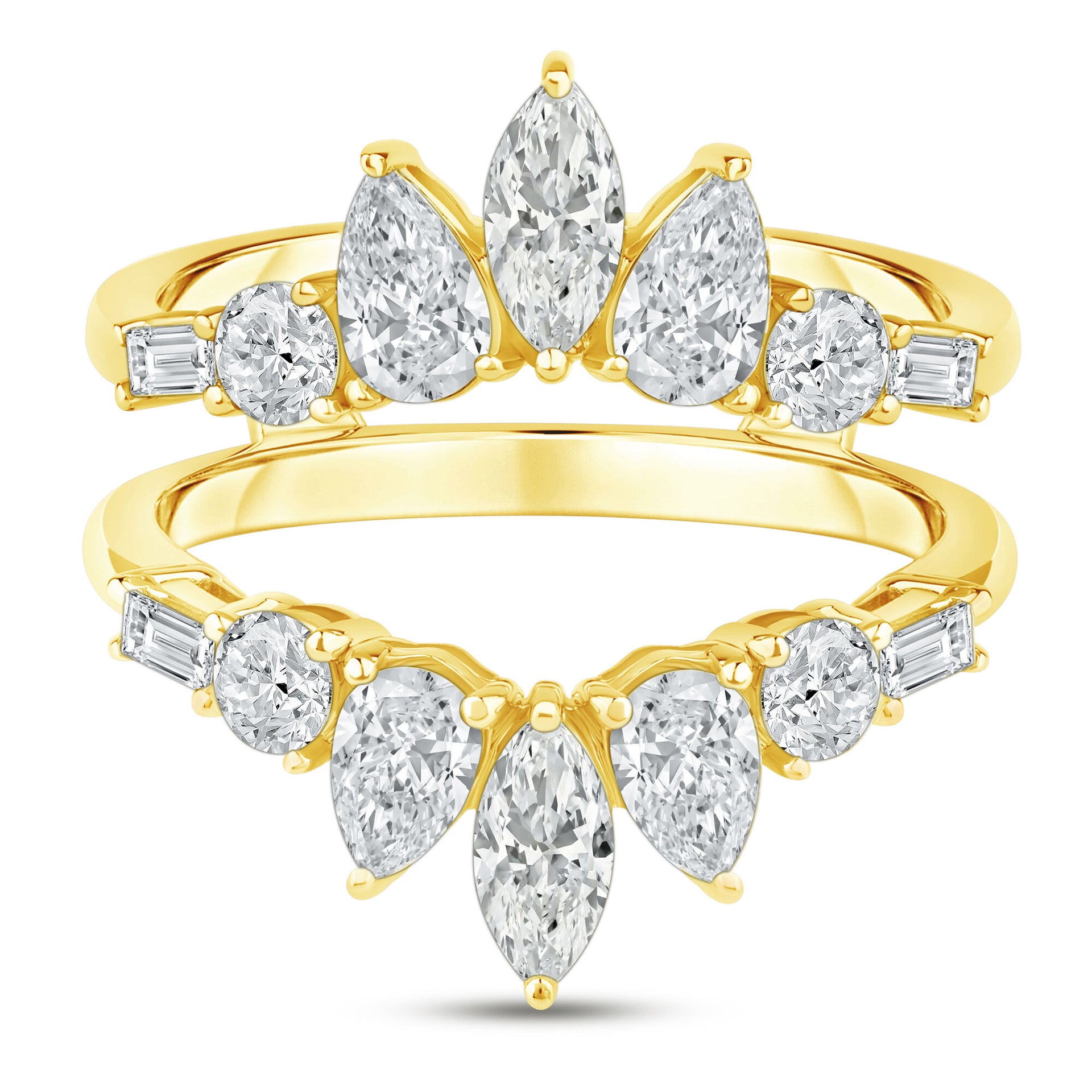 Lab Grown Diamond Contour Insert Ring in 14K Yellow Gold (1 3/4 ct. tw.)