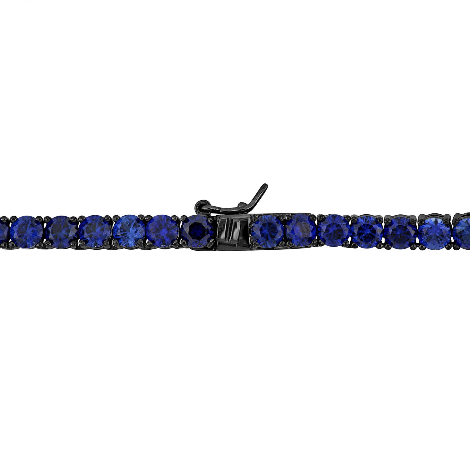 Lab-Created Blue Sapphire Tennis Necklace in Black Rhodium Plated Sterling Silver