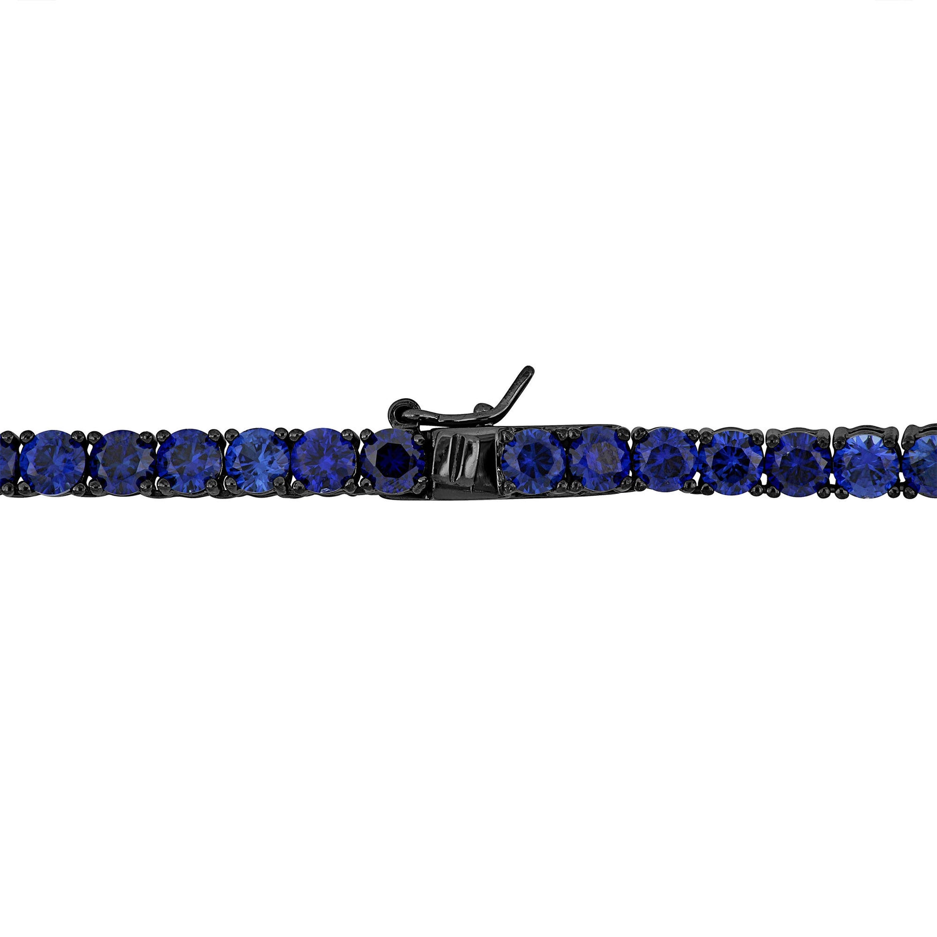 Lab-Created Blue Sapphire Tennis Necklace in Black Rhodium Plated Sterling Silver