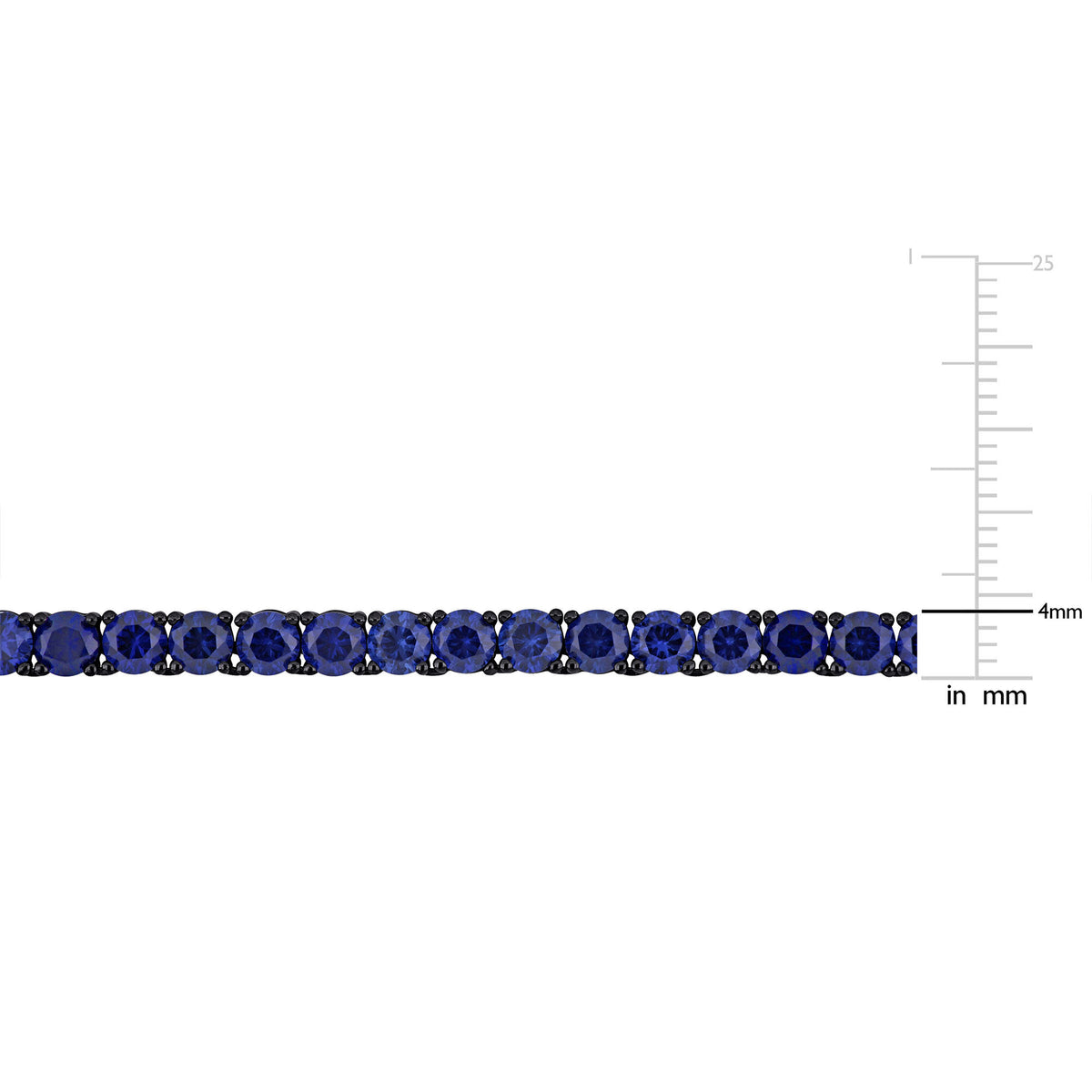 Lab-Created Blue Sapphire Tennis Necklace in Black Rhodium Plated Sterling Silver