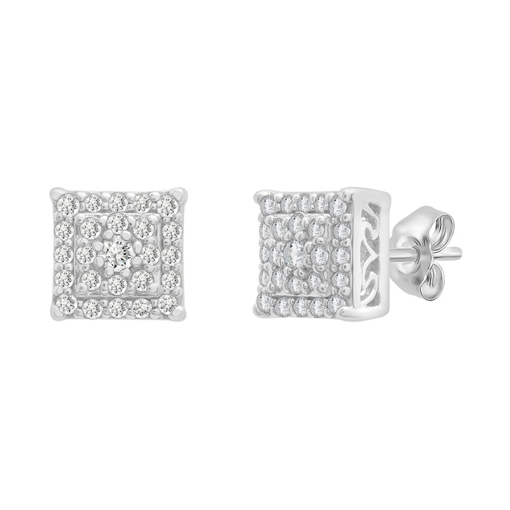Diamond Cluster Stud Earrings in Sterling Silver (1/4 ct. tw.)