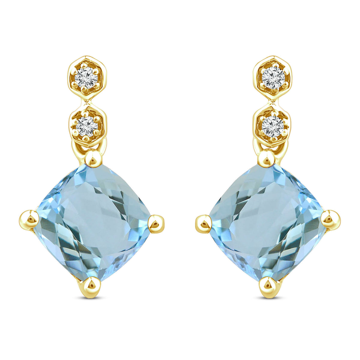 Aquamarine & Diamond Accent Dangle Earrings in 10K Yellow Gold