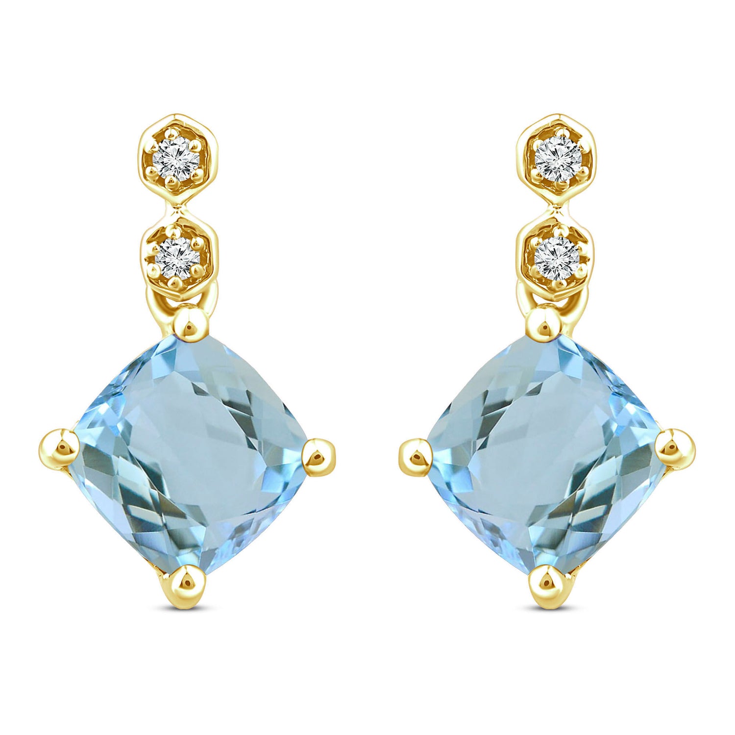 Aquamarine & Diamond Accent Dangle Earrings in 10K Yellow Gold