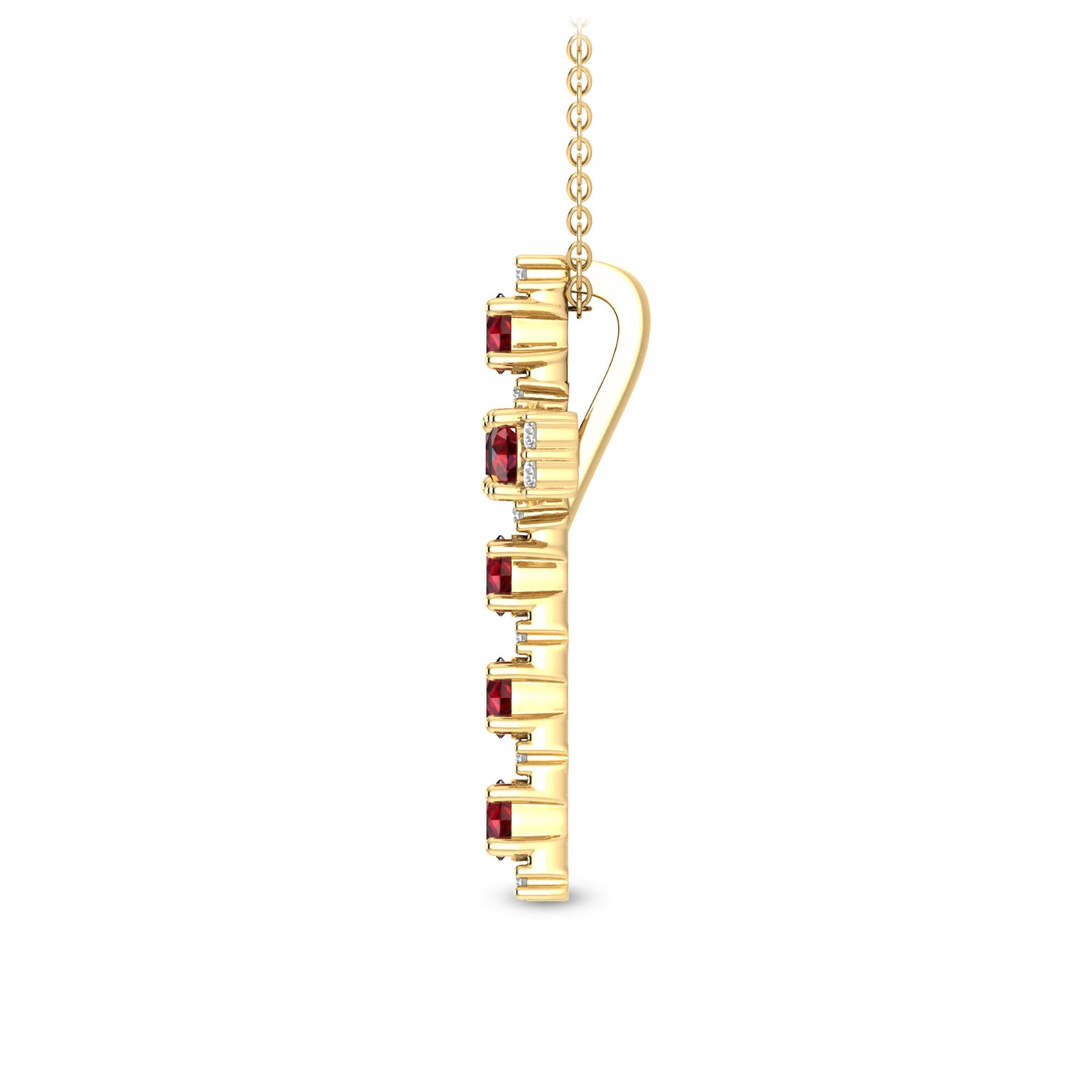 Ruby & Diamond Cross Pendant in 10K Yellow Gold (1/10 ct. tw.)