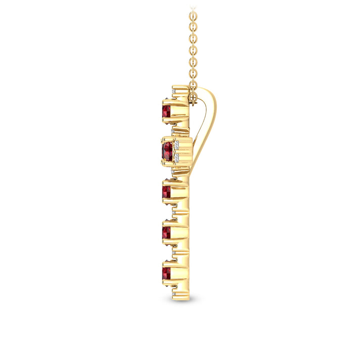 Ruby & Diamond Cross Pendant in 10K Yellow Gold (1/10 ct. tw.)