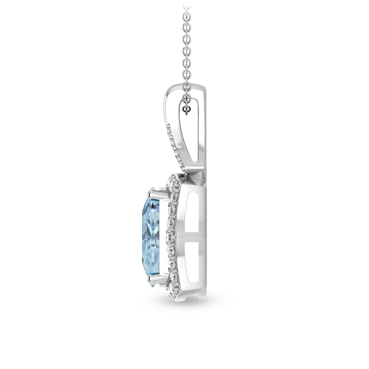 Aquamarine & Diamond Pendant in 10K White Gold (1/5 ct. tw.)