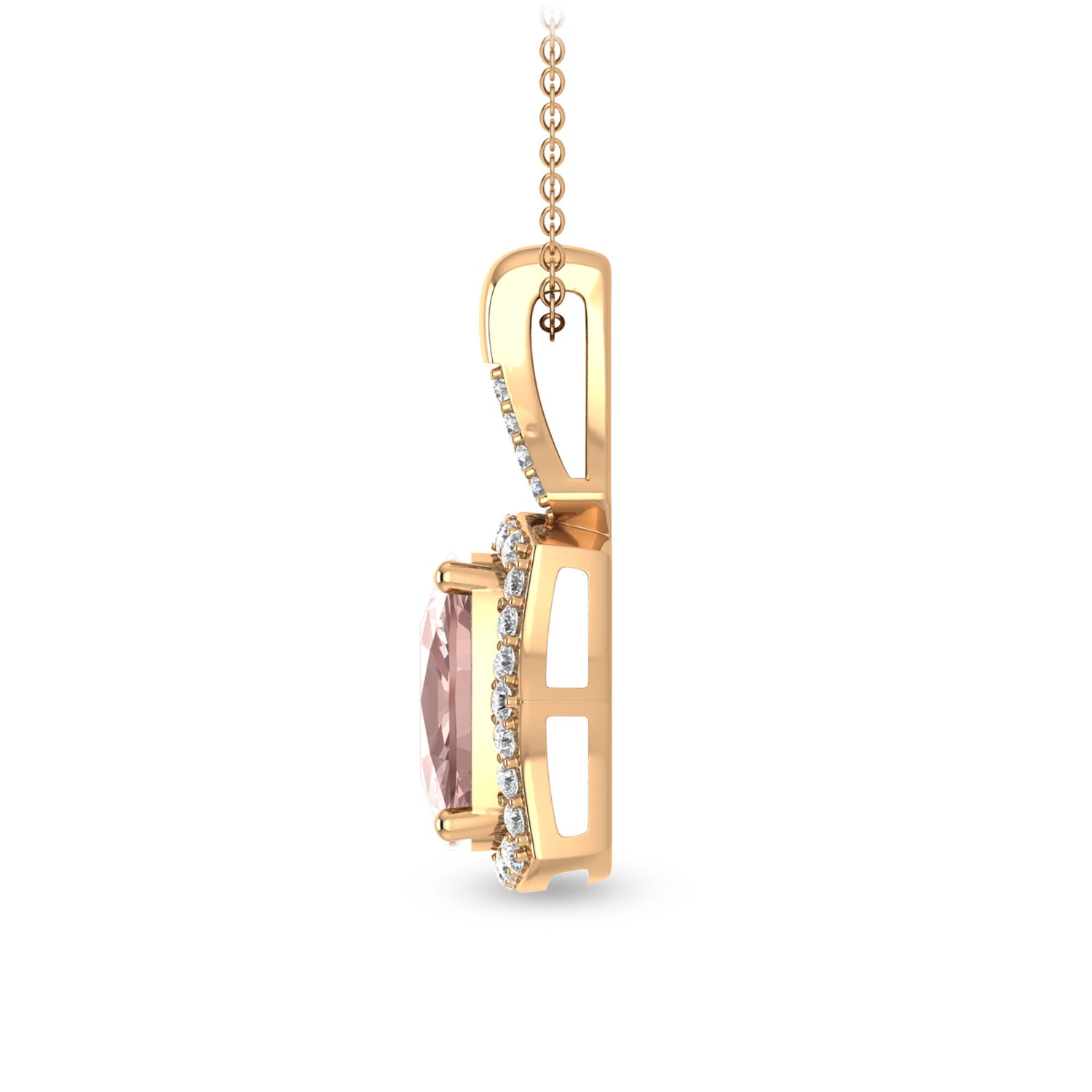 Morganite & Diamond Pendant in 10K Rose Gold (1/5 ct. tw.)