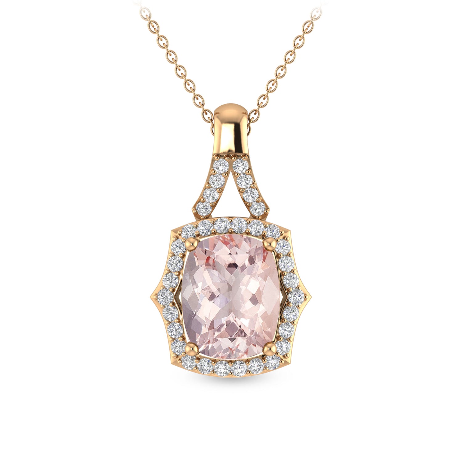 Morganite & Diamond Pendant in 10K Rose Gold (1/5 ct. tw.)
