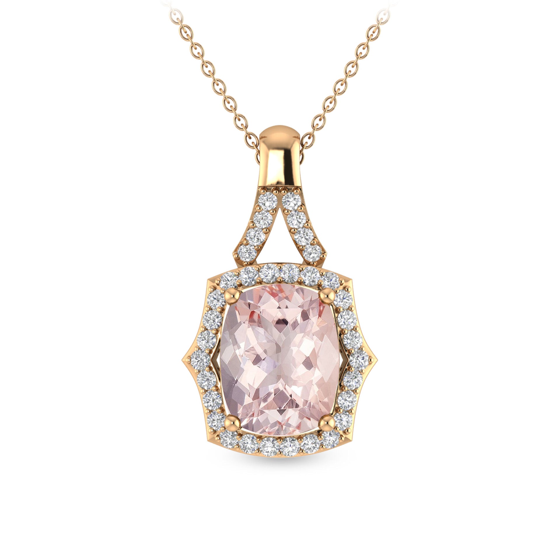 Morganite & Diamond Pendant in 10K Rose Gold (1/5 ct. tw.)