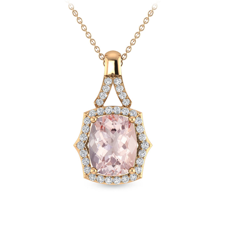 Morganite & Diamond Pendant in 10K Rose Gold (1/5 ct. tw.)