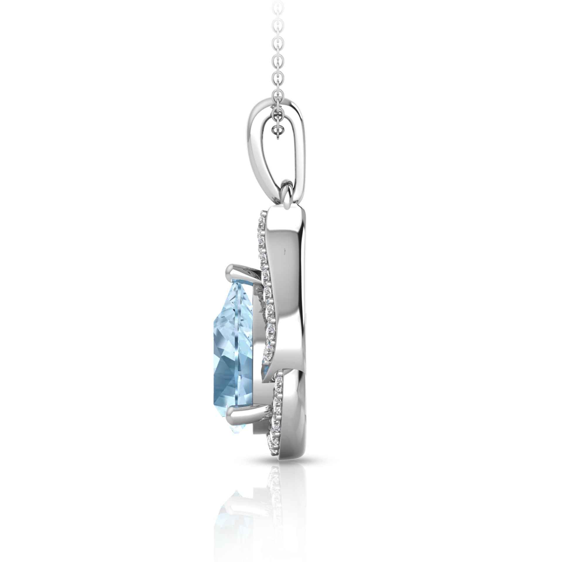 Aquamarine & Diamond Pendant in 10K White Gold (1/7 ct. tw.)
