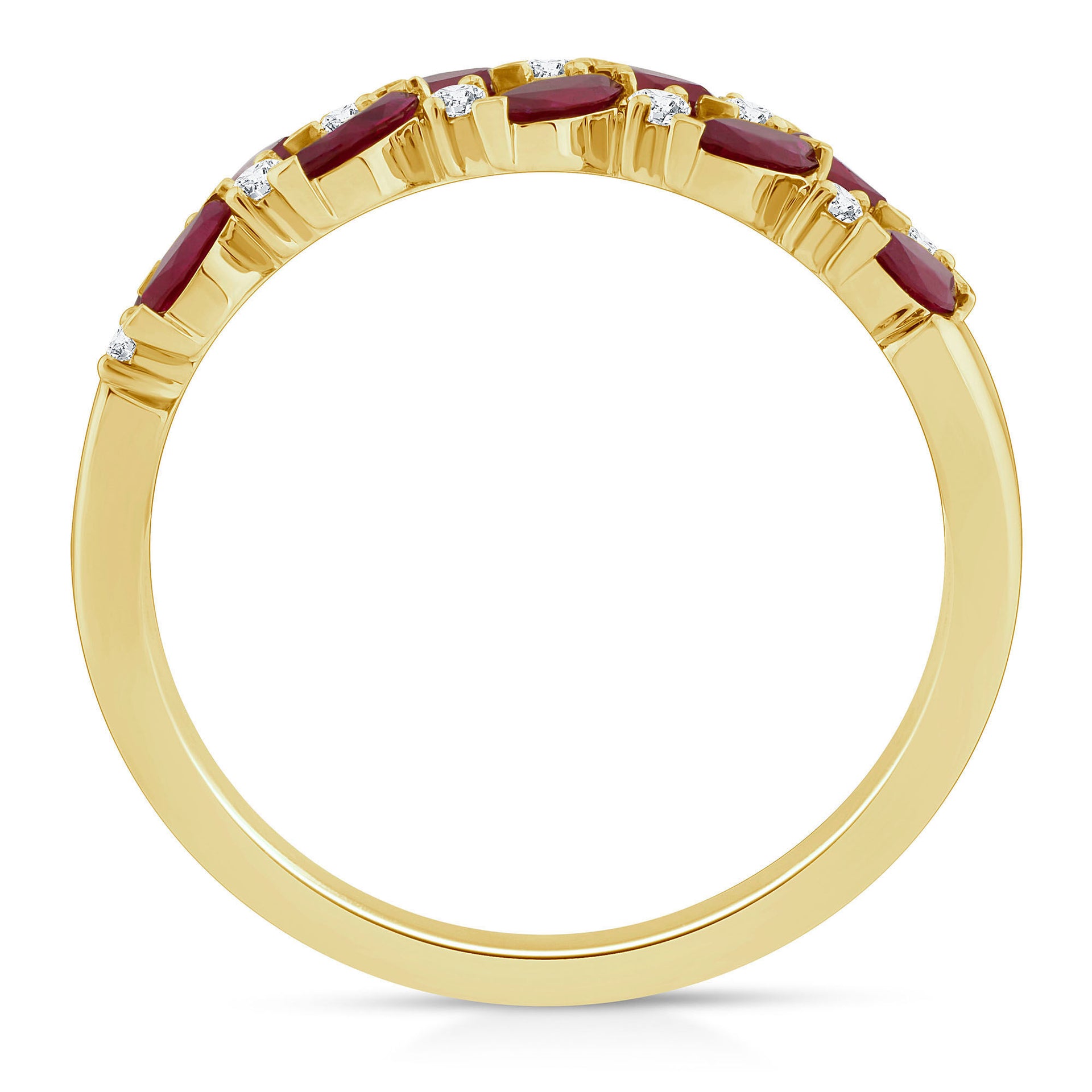 Ruby & Diamond Band in 10K Yellow Gold (1/8 ct. tw.)