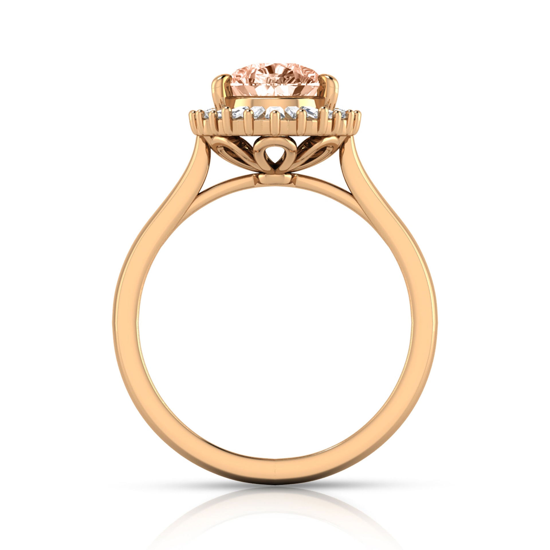 Morganite & Diamond Halo Ring in 10K Rose Gold (1/5 ct. tw.)