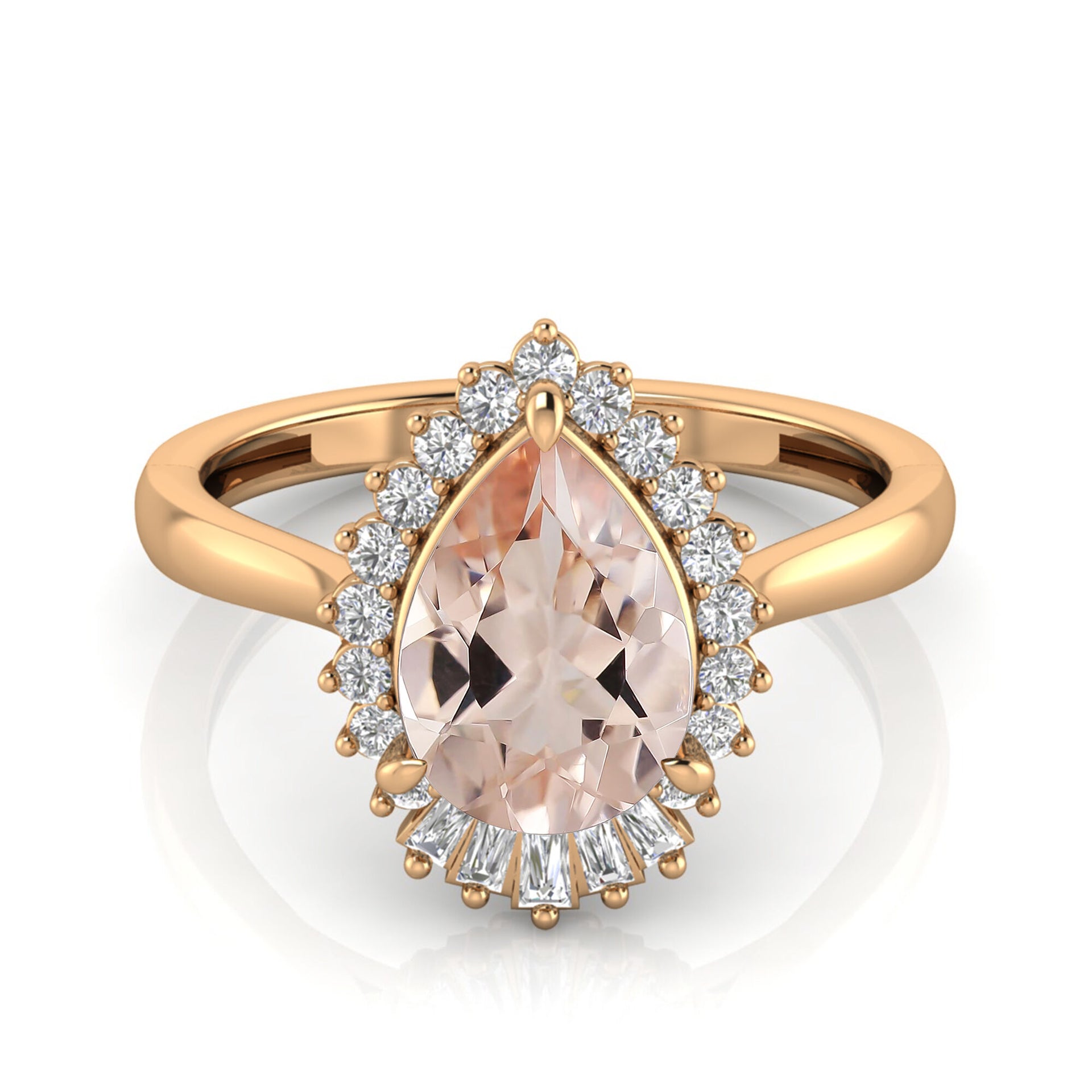 Morganite & Diamond Halo Ring in 10K Rose Gold (1/5 ct. tw.)