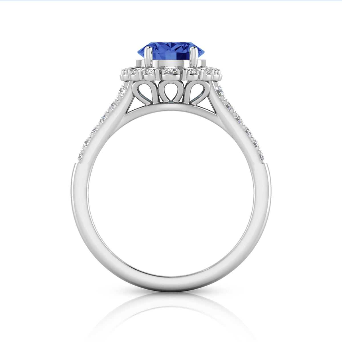 Tanzanite & Diamond Halo Ring in 14K White Gold (1/3 ct. tw.)