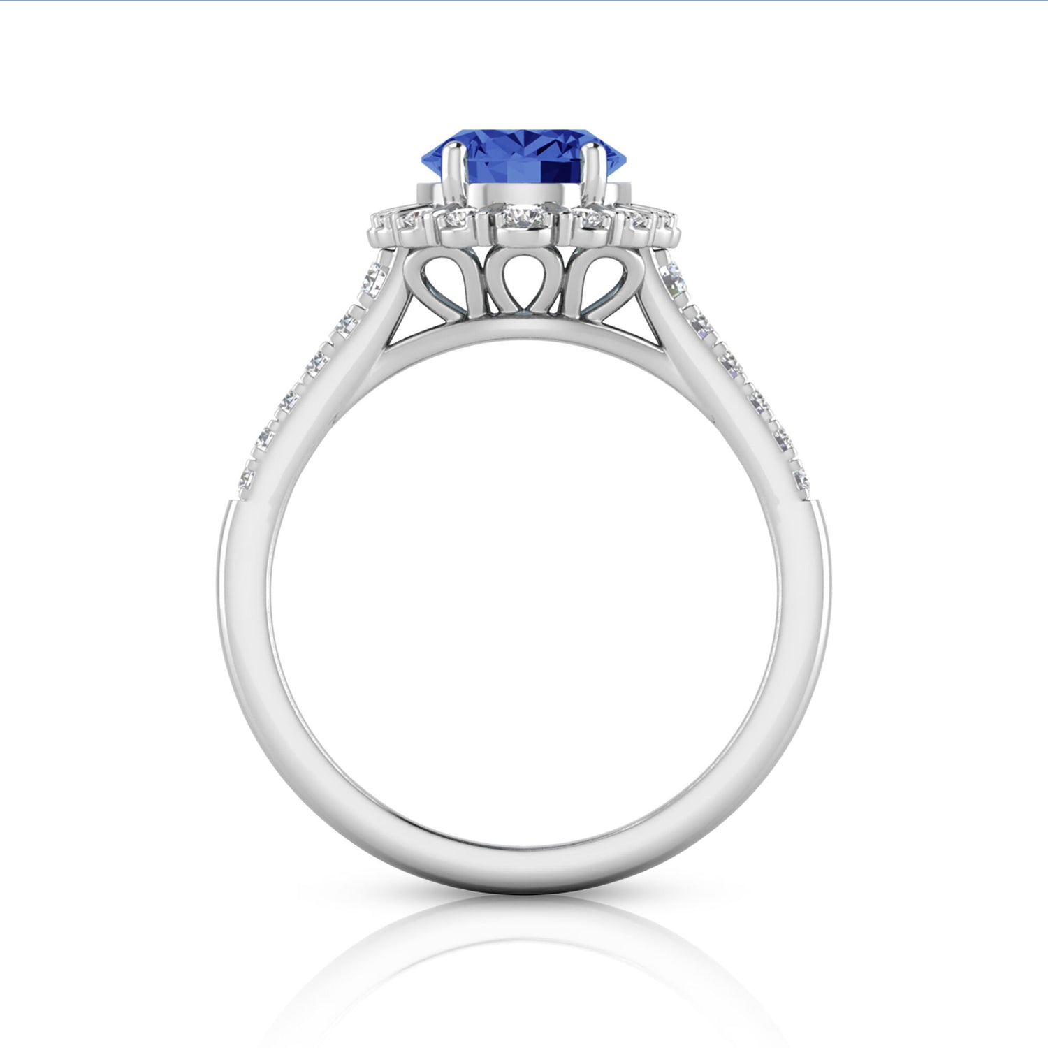 Tanzanite & Diamond Halo Ring in 14K White Gold (1/3 ct. tw.)