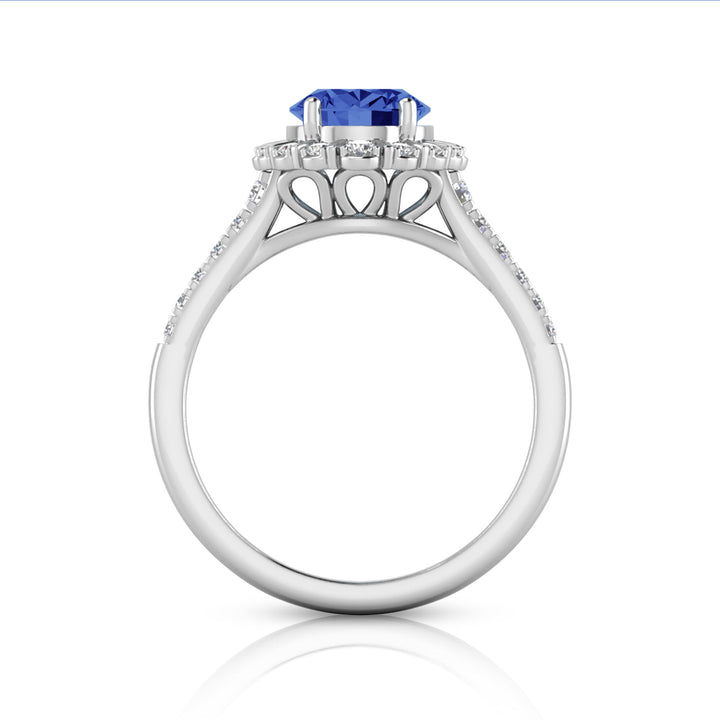 Tanzanite & Diamond Halo Ring in 14K White Gold (1/3 ct. tw.)