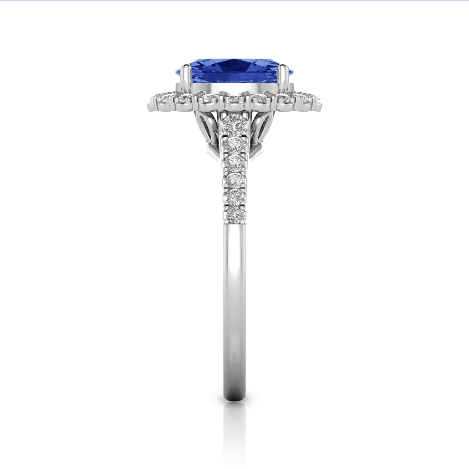 Tanzanite & Diamond Halo Ring in 14K White Gold (1/3 ct. tw.)