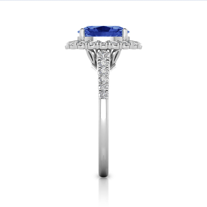 Tanzanite & Diamond Halo Ring in 14K White Gold (1/3 ct. tw.)