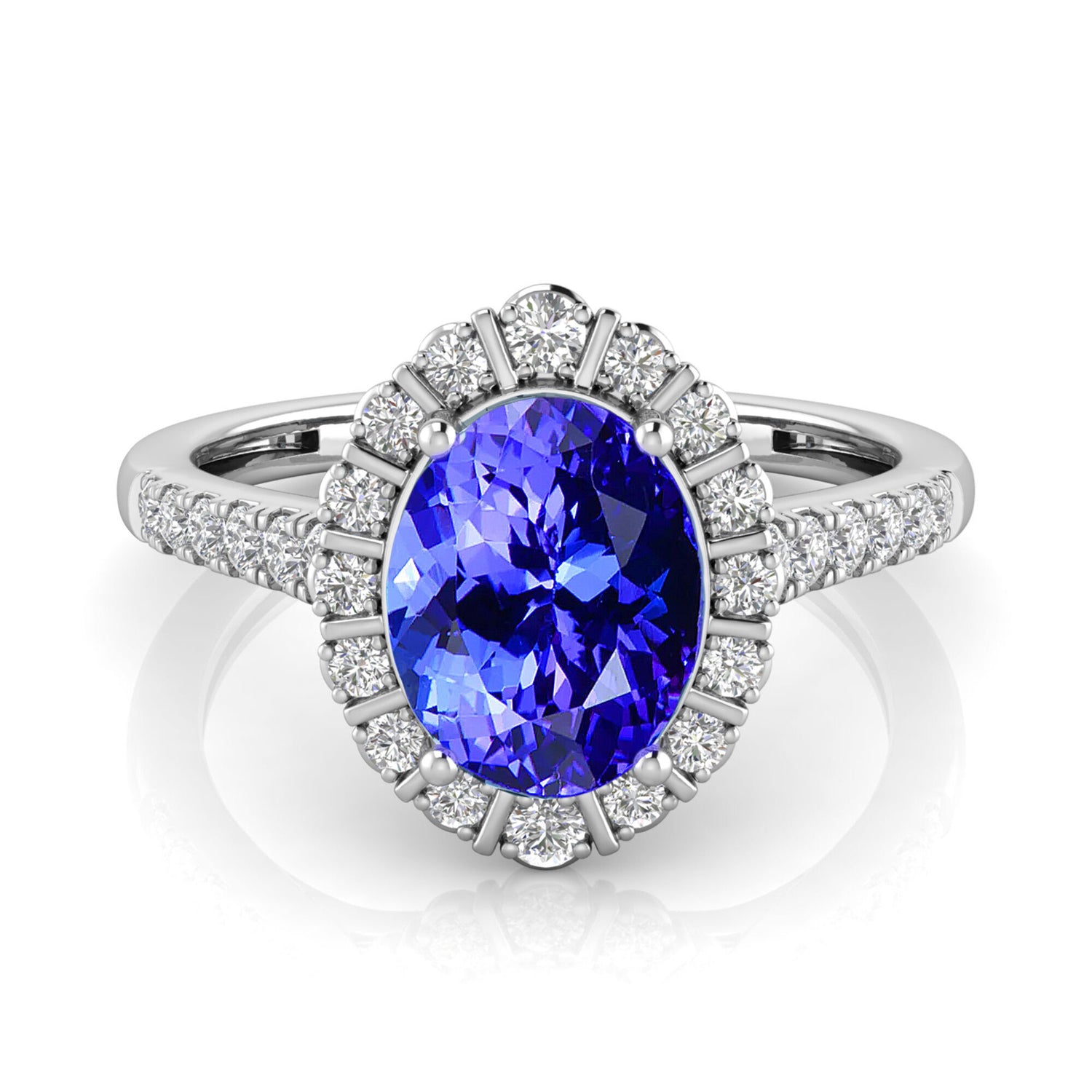 Tanzanite & Diamond Halo Ring in 14K White Gold (1/3 ct. tw.)