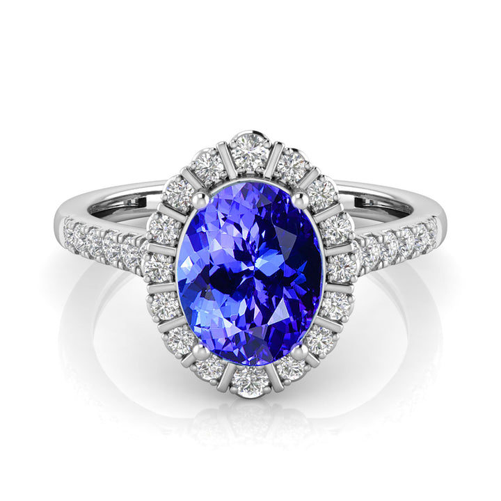 Tanzanite & Diamond Halo Ring in 14K White Gold (1/3 ct. tw.)